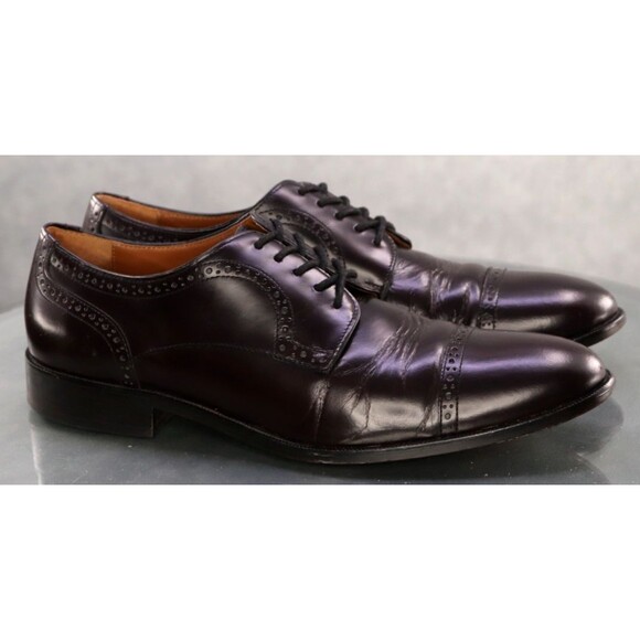Johnston & Murphy Men\'s Cap Toe Dress Shoes Size 9.5 Leather Burgundy 59-1194 main image 8